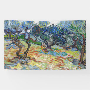 Vincent van Gogh - Olijfbomen: helderblauwe lucht Spandoek