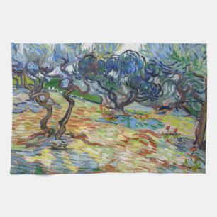 Vincent van Gogh - Olijfbomen: helderblauwe lucht Theedoek