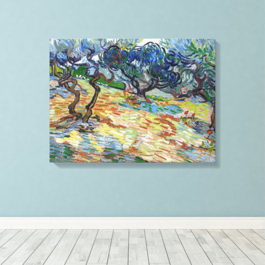 Vincent van Gogh - Olijfbomen: Heldere blauwe heme Canvas Afdruk (Insitu (Houten vloer))