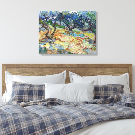 Vincent van Gogh - Olijfbomen: Heldere blauwe heme Canvas Afdruk (Insitu (Slaapkamer))