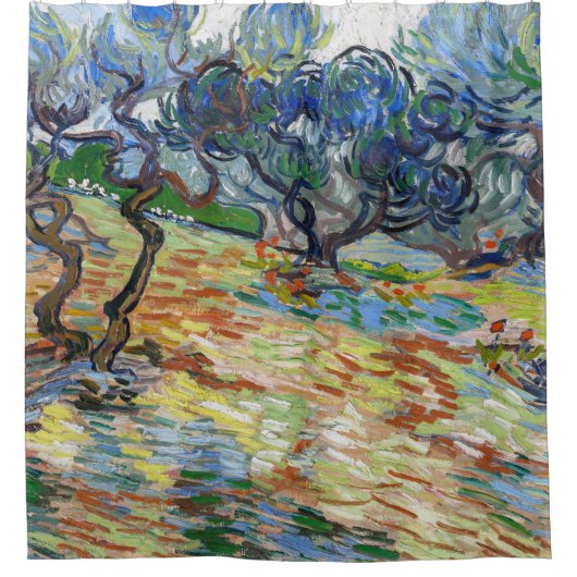 Vincent van Gogh - Olijfbomen: Heldere blauwe heme Douchegordijn (Voorkant)