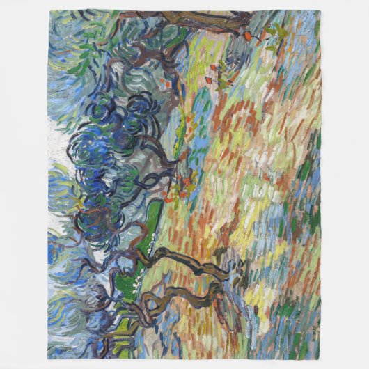 Vincent van Gogh - Olijfbomen: Heldere blauwe heme Fleece Deken (Voorkant)