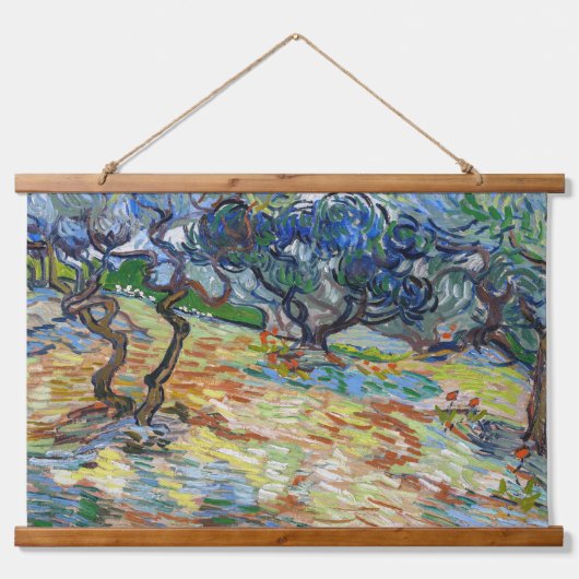 Vincent van Gogh - Olijfbomen: Heldere blauwe heme Hangend Wandkleed (Voorkant)