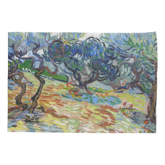 Vincent van Gogh - Olijfbomen: Heldere blauwe heme Kussensloop (Achterkant)