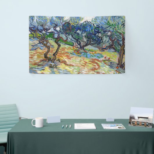 Vincent van Gogh - Olijfbomen: Heldere blauwe heme Spandoek (Beurs)