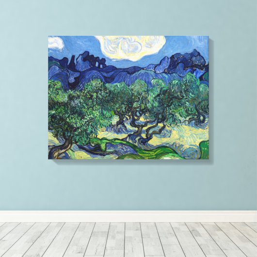 Vincent van Gogh - Olijfbomen met de Alpilles Canvas Afdruk (Insitu (Houten vloer))