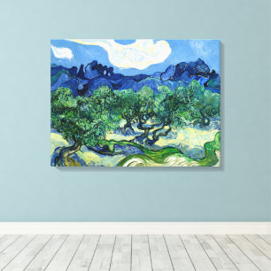Vincent Van Gogh, Olijfbomen met de Alpilles Canvas Afdruk
