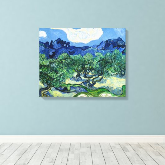 Vincent van Gogh, Olijfbomen met de Alpilles Canvas Afdruk (Insitu (Houten vloer))