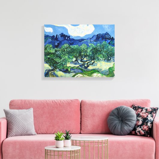 Vincent van Gogh, Olijfbomen met de Alpilles Canvas Afdruk (Insitu (Woonkamer))