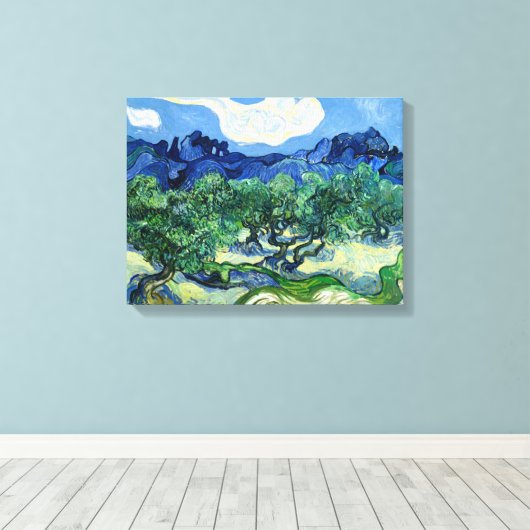 Vincent van Gogh, Olijfbomen met de Alpilles Canvas Afdruk (Insitu (Houten vloer))
