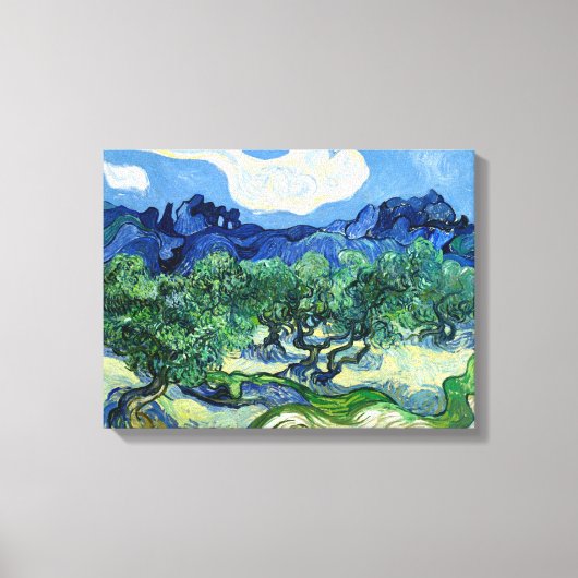 Vincent van Gogh, Olijfbomen met de Alpilles Canvas Afdruk (Voorkant)