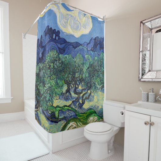 Vincent van Gogh - Olijfbomen met de Alpilles Douchegordijn (In situ)