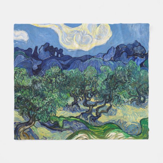 Vincent van Gogh - Olijfbomen met de Alpilles Fleece Deken (Voorkant (Horizontaal))