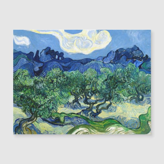 Vincent van Gogh, Olijfbomen met de Alpilles Magnetische Uitnodiging (Voorkant)