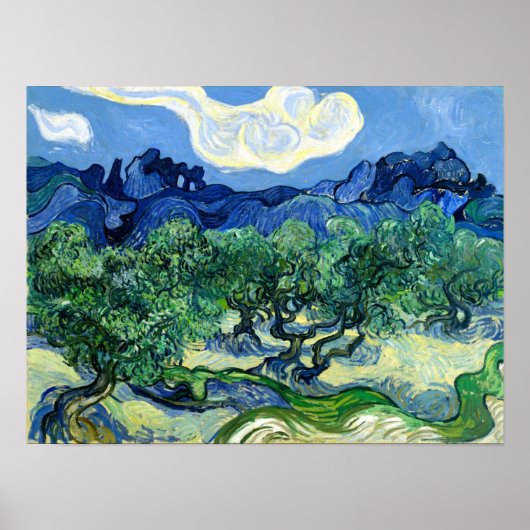 Vincent van Gogh, Olijfbomen met de Alpilles Poster (Voorkant)