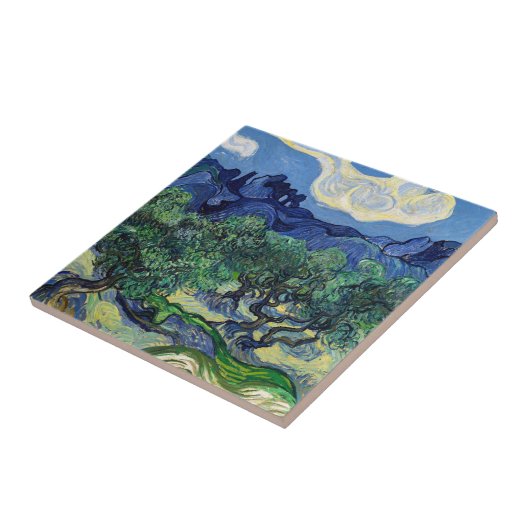 Vincent van Gogh - Olijfbomen met de Alpilles Tegeltje (Zijkant)