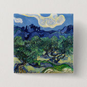 Vincent van Gogh - Olijfbomen met de Alpilles Vierkante Button 5,1 Cm (Voorkant)