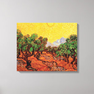 Vincent Van Gogh - Olijfbomen met gele lucht Canvas Afdruk