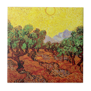 Vincent Van Gogh - Olijfbomen met gele lucht Tegeltje