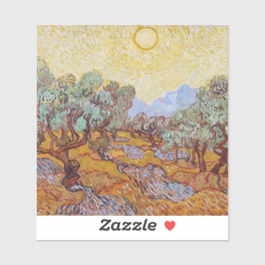 Vincent Van Gogh - Olijfbomen met Yellow Sky Sticker (Vel)