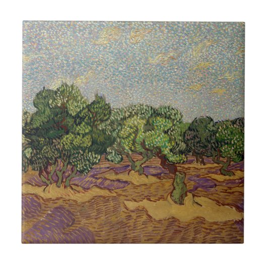 Vincent van Gogh - Olijfbomen Tegeltje (Voorkant)
