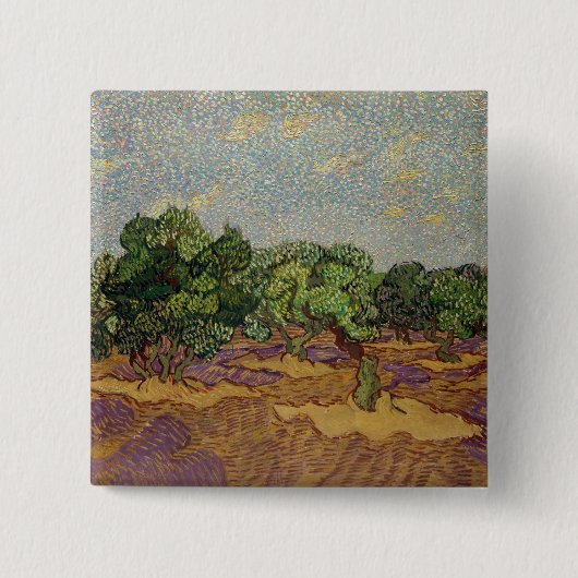Vincent van Gogh - Olijfbomen Vierkante Button 5,1 Cm (Voorkant)