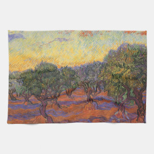 Vincent van Gogh - Olijfboomgaard, oranje lucht Theedoek