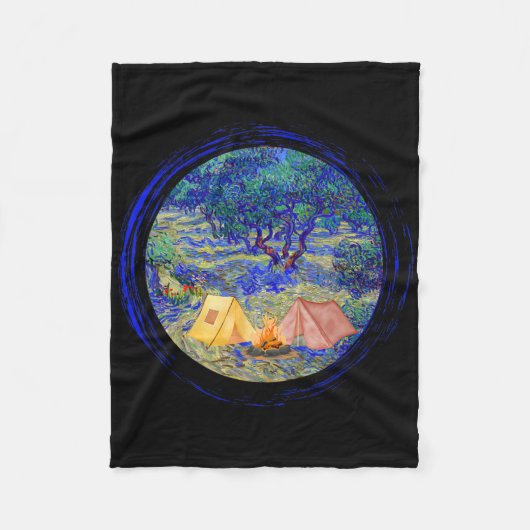 Vincent Van Gogh olijfgaard Camping Grafisch Fo Fleece Deken (Voorkant)