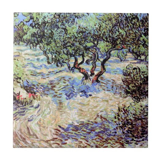 Vincent Van Gogh - Olijfgaard Kunstschilderij Tegeltje (Voorkant)