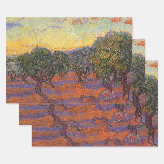 Vincent van Gogh - Olijfgaard, Oranje lucht Inpakpapier Vel (Set)