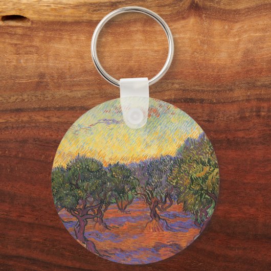 Vincent van Gogh - Olijfgaard, Oranje lucht Sleutelhanger (Voorkant)