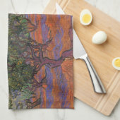 Vincent van Gogh - Olijfgaard, Oranje lucht Theedoek (Quarter Fold)