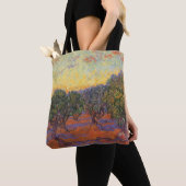 Vincent van Gogh - Olijfgaard, Oranje lucht Tote Bag (Dichtbij)