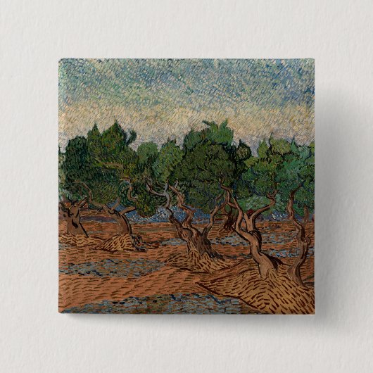 Vincent van Gogh - Olijfgaard Vierkante Button 5,1 Cm (Voorkant)