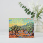 Vincent Van Gogh - Olijfgrove met Oranje Sky Briefkaart (Staand voorkant)