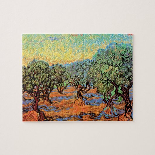 Vincent Van Gogh - Olijfgrove met Oranje Sky Legpuzzel (Horizontaal)