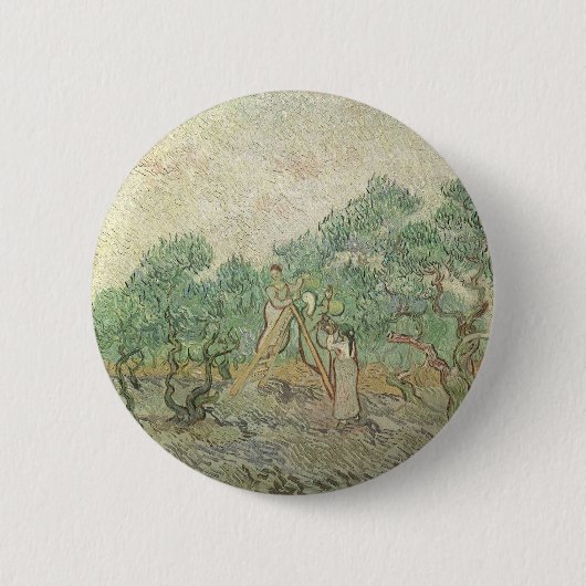 Vincent van Gogh - Olijfplukken Ronde Button 5,7 Cm (Voorkant)