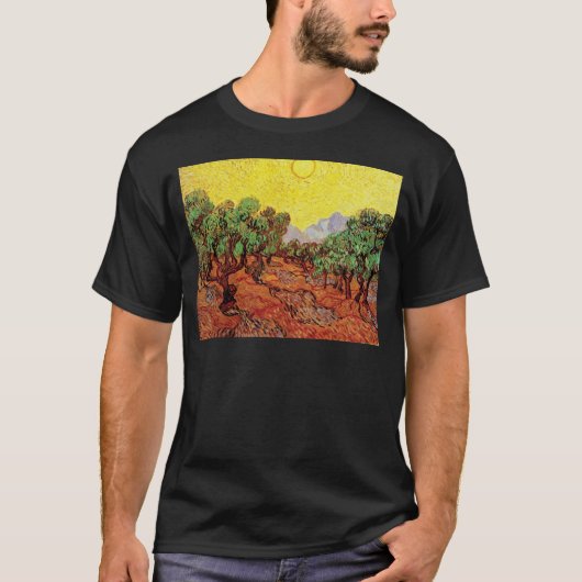 Vincent van Gogh - Olijven met gele hemel T-shirt (Voorkant)