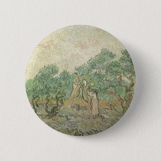 Vincent van Gogh - Olijven plukken Ronde Button 5,7 Cm (Voorkant)