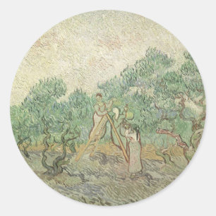 Vincent van Gogh - Olijven plukken Ronde Sticker