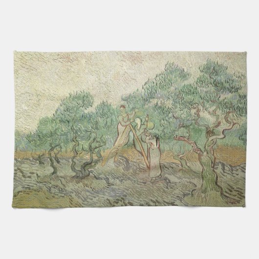 Vincent van Gogh - Olijven plukken Theedoek (Horizontaal)