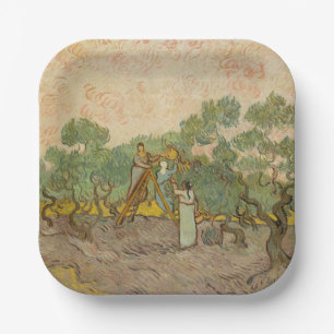 Vincent van Gogh - Olijven plukkende vrouwen Papieren Bordje
