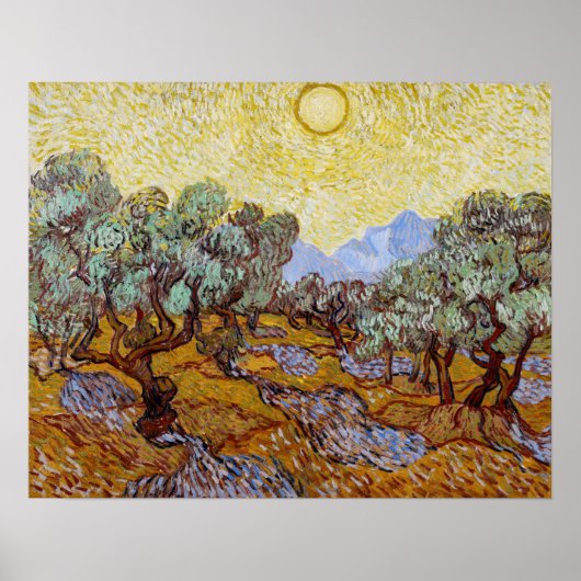 Vincent van Gogh - Olive Trees, Yellow Sky and Sun Poster (Voorkant)