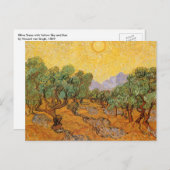 Vincent van Gogh - Olive Trees, Yellow Sky en Sun Briefkaart (Voorkant / Achterkant)