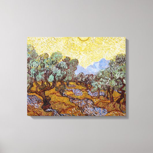 Vincent van Gogh - Olive Trees, Yellow Sky en Sun Canvas Afdruk (Voorkant)