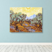 Vincent van Gogh - Olive Trees, Yellow Sky en Sun Canvas Afdruk (Insitu (Houten vloer))
