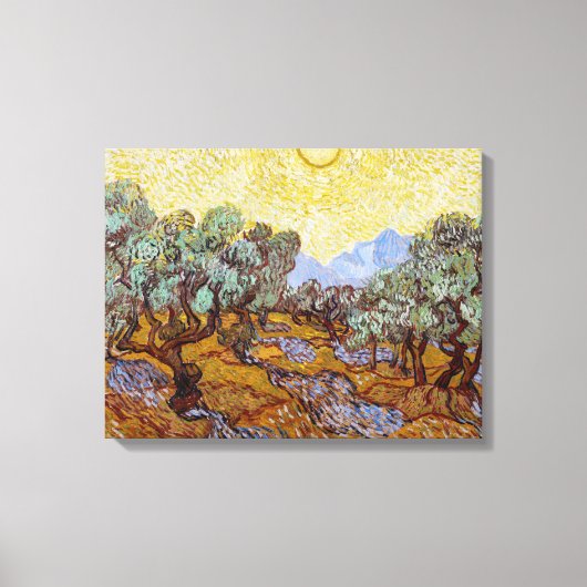 Vincent van Gogh - Olive Trees, Yellow Sky en Sun Canvas Afdruk (Voorkant)
