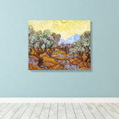 Vincent van Gogh - Olive Trees, Yellow Sky en Sun Canvas Afdruk (Insitu (Houten vloer))