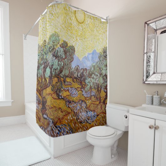 Vincent van Gogh - Olive Trees, Yellow Sky en Sun Douchegordijn (In situ)