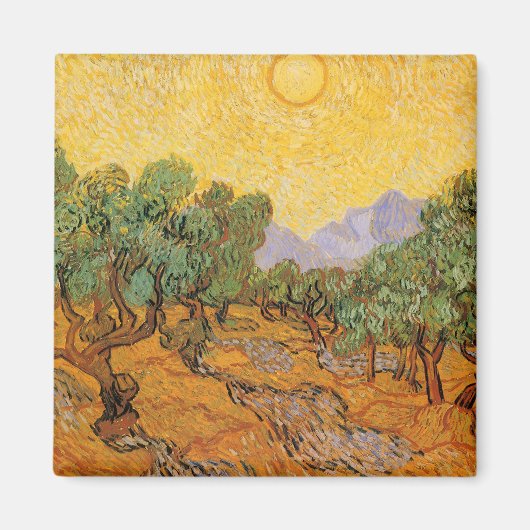 Vincent van Gogh - Olive Trees, Yellow Sky en Sun Magneet (Voorkant)